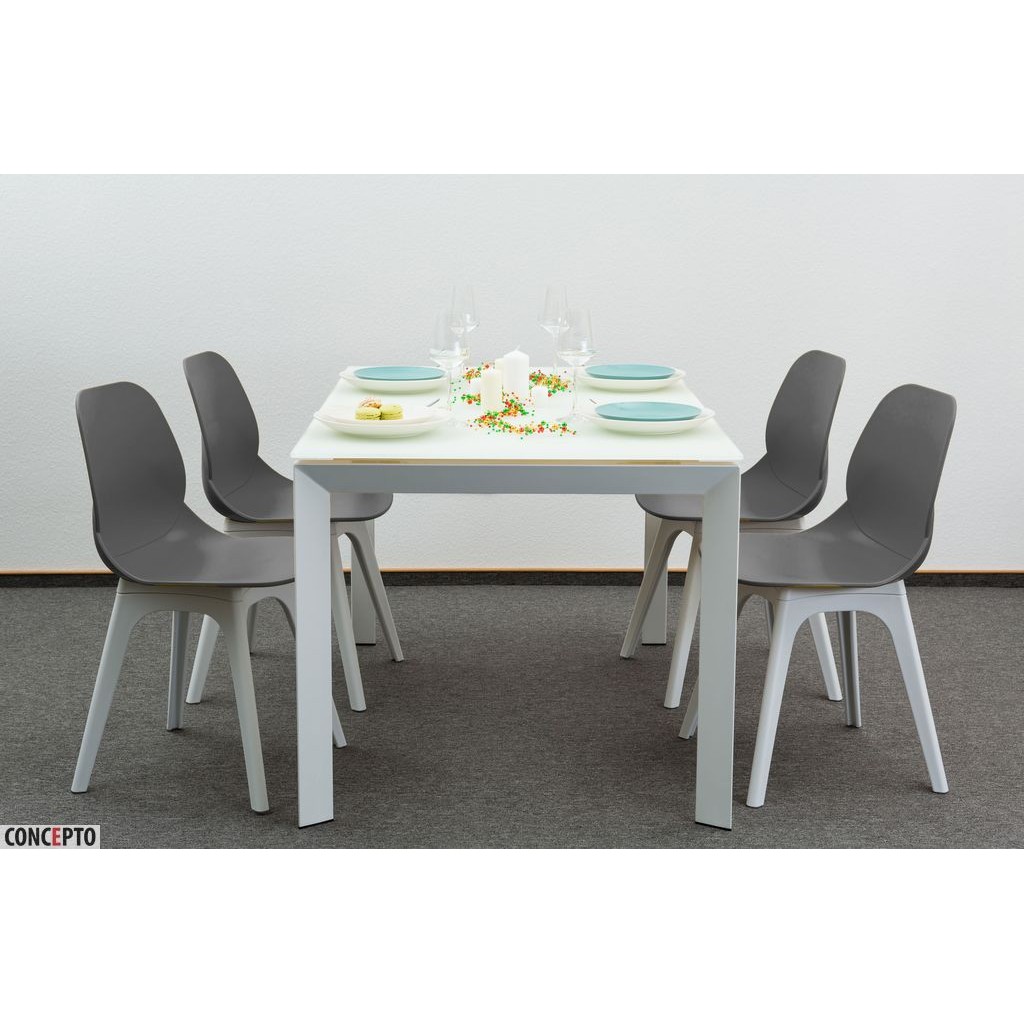 Комплект обідній стіл Matt White Glass + пластикові стільці Apple Concepto SET007 - Фото 4